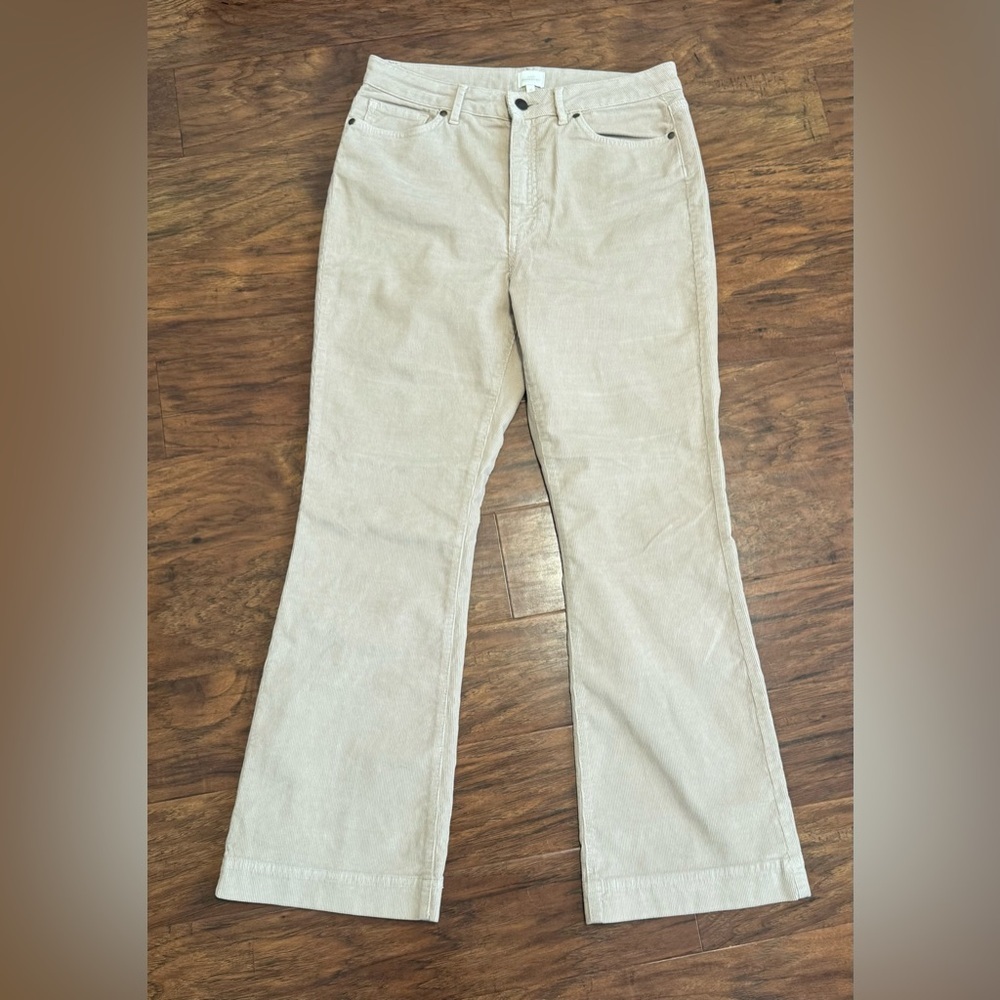 Ann Mashburn Kendall Flare 5 Pocket Cord Jeans Cropped Khaki High Rise Size 30
